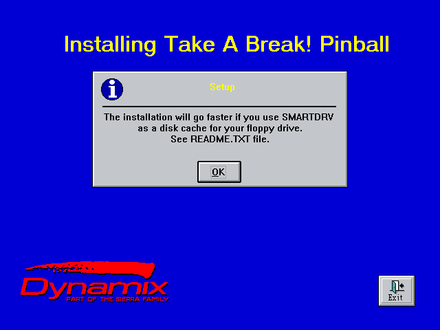 Take a Break! Pinball (Windows 3.x) screenshot: Setup game to run on Windows 3.x (VGA)