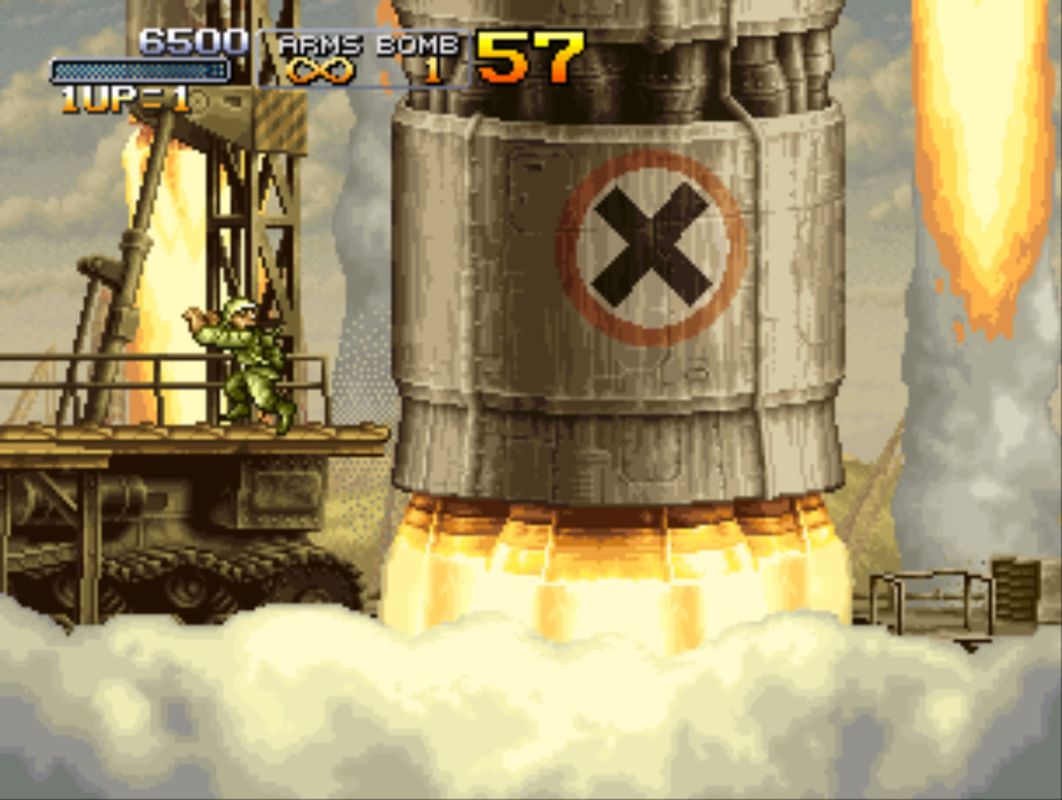 Metal Slug 3 (Windows) screenshot: The rocket takes off.