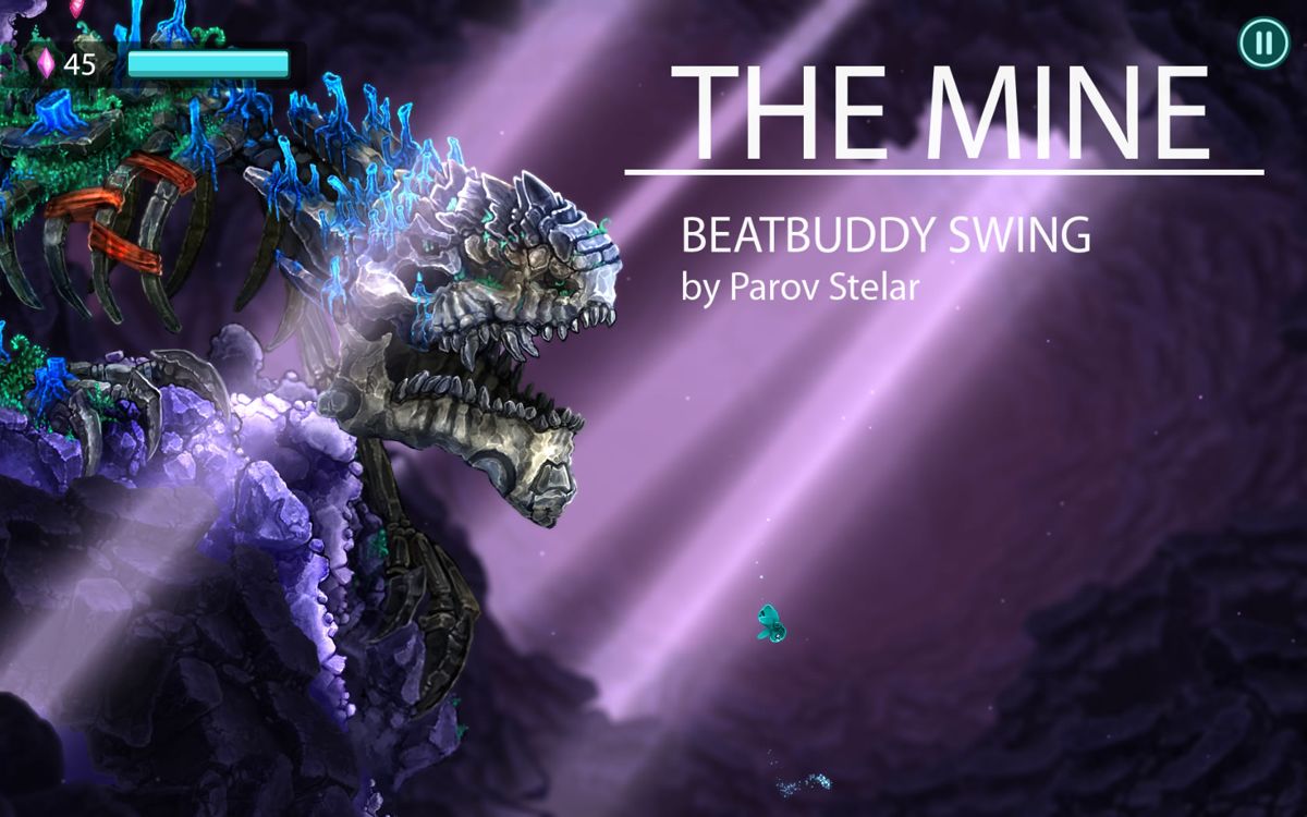 Beatbuddy: Tale of the Guardians (Windows) screenshot: Entering the mine with swing music based on Parov Stelar