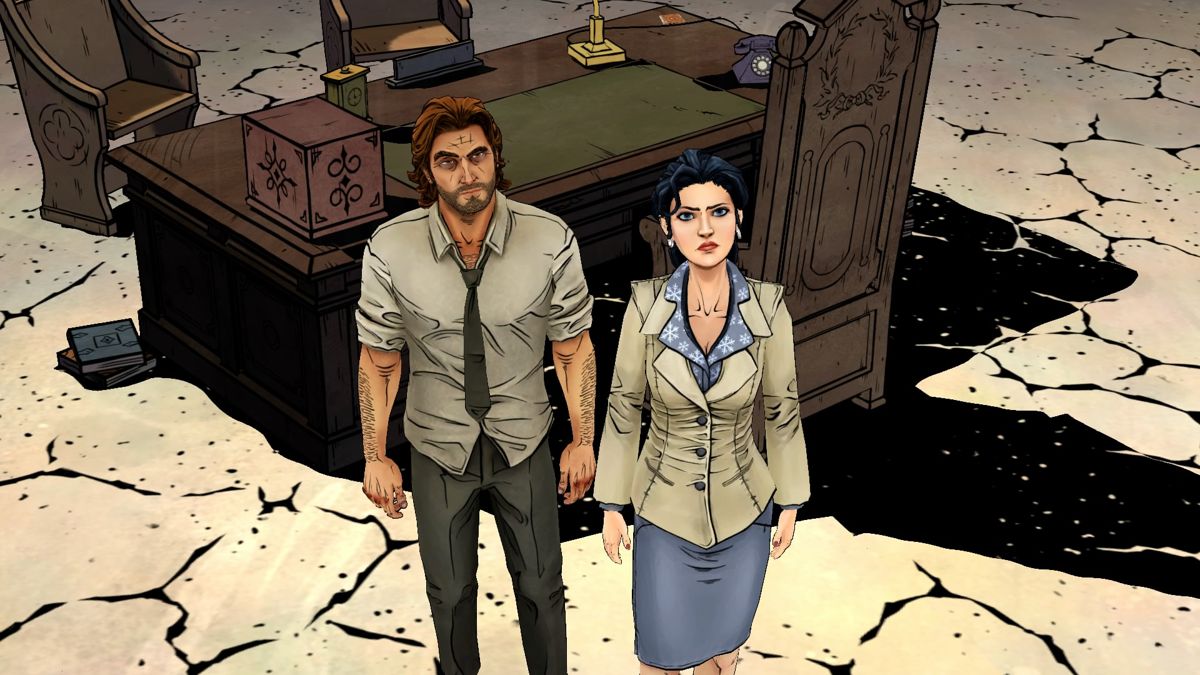 The Wolf Among Us (PlayStation 4) screenshot: Episode 1: Bigsby and Snow, working together