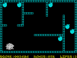 Bomber Bob In Pentagon Capers (ZX Spectrum) screenshot: Just have been killed by a sphere