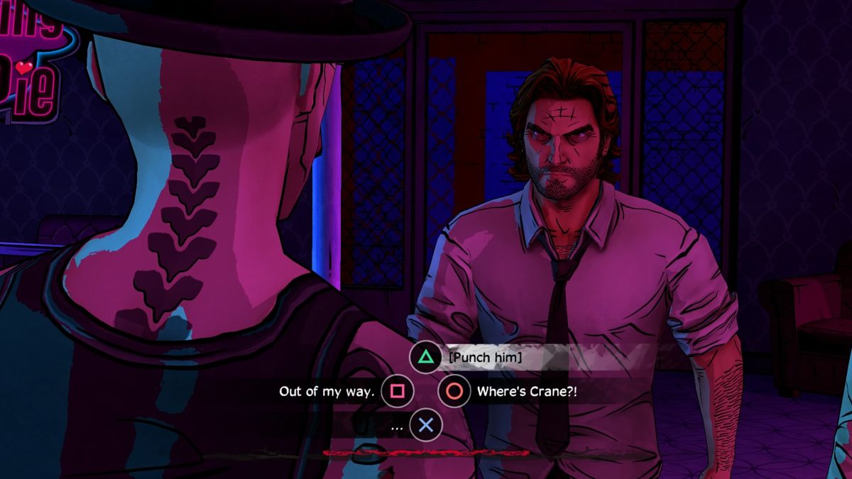 The Wolf Among Us (PlayStation 4) screenshot: Episode 3 - Punching badguys is a friendly greeting for Wolf.