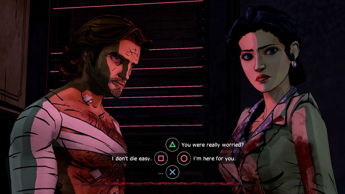 The Wolf Among Us (PlayStation 4) screenshot: Episode 4 - Snow was seriously worried about Bigby and she's reluctantly showing it.