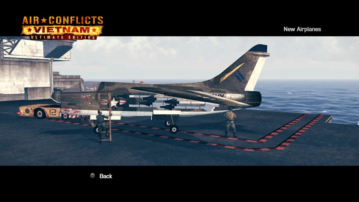 Air Conflicts: Vietnam - Ultimate Edition (PlayStation 4) screenshot: Preview camera will circle around the plane during selection screen.