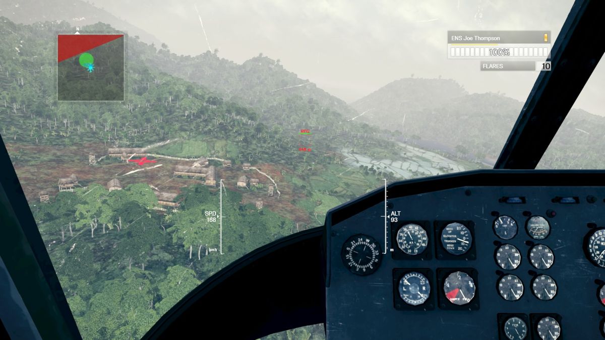 Air Conflicts: Vietnam - Ultimate Edition (PlayStation 4) screenshot: Looking for a place to land.