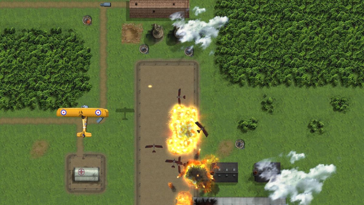 Wings!: Remastered Edition (Windows) screenshot: Bombing the enemy airfield.