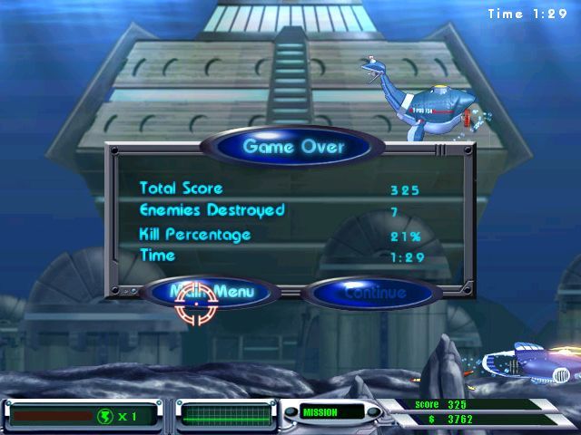 Ocean Commander (Windows) screenshot: Survival Mode: Game Over