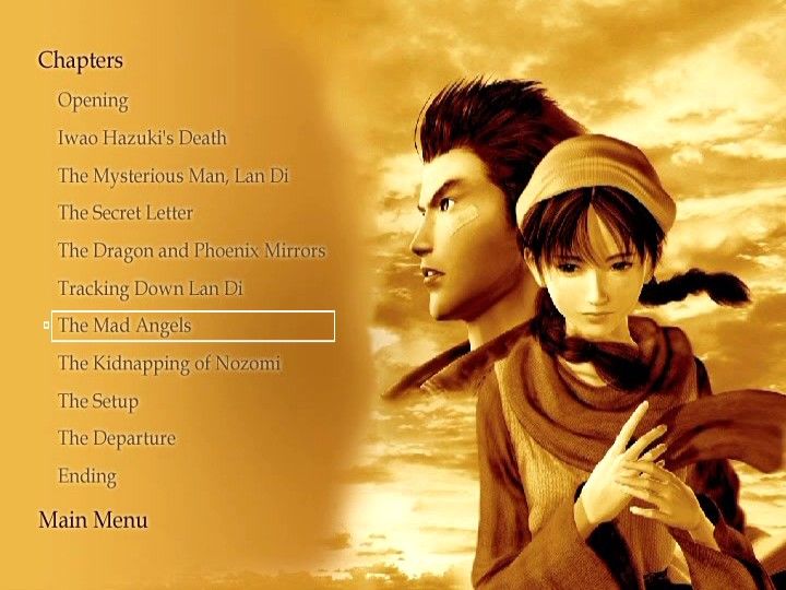 Shenmue II (Xbox) screenshot: Shenmue: The Movie - Chapter list.