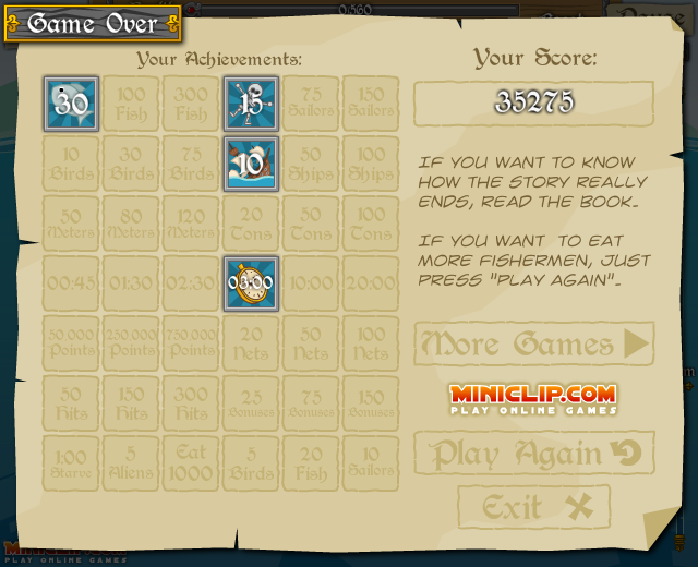 Moby Dick (Browser) screenshot: Achievements