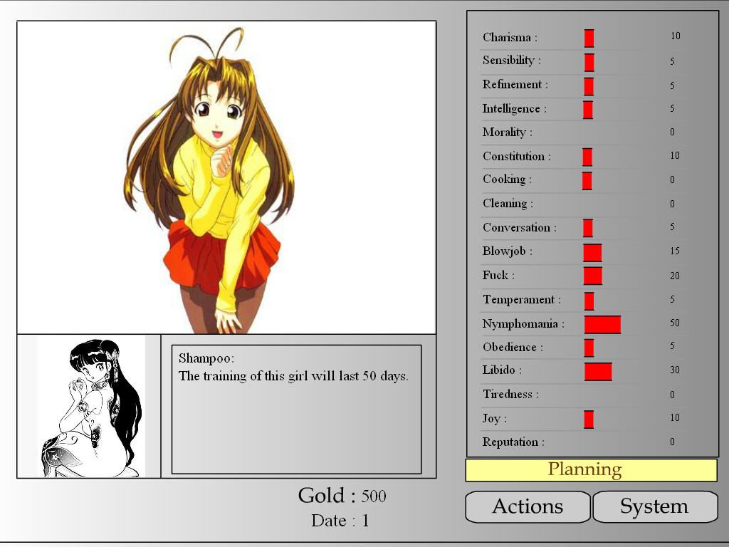 Slave Maker (Browser) screenshot: Naru