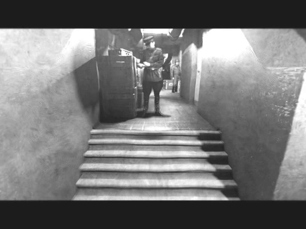 1953: KGB Unleashed (Windows) screenshot: Cutscene: an officer in the main corridor