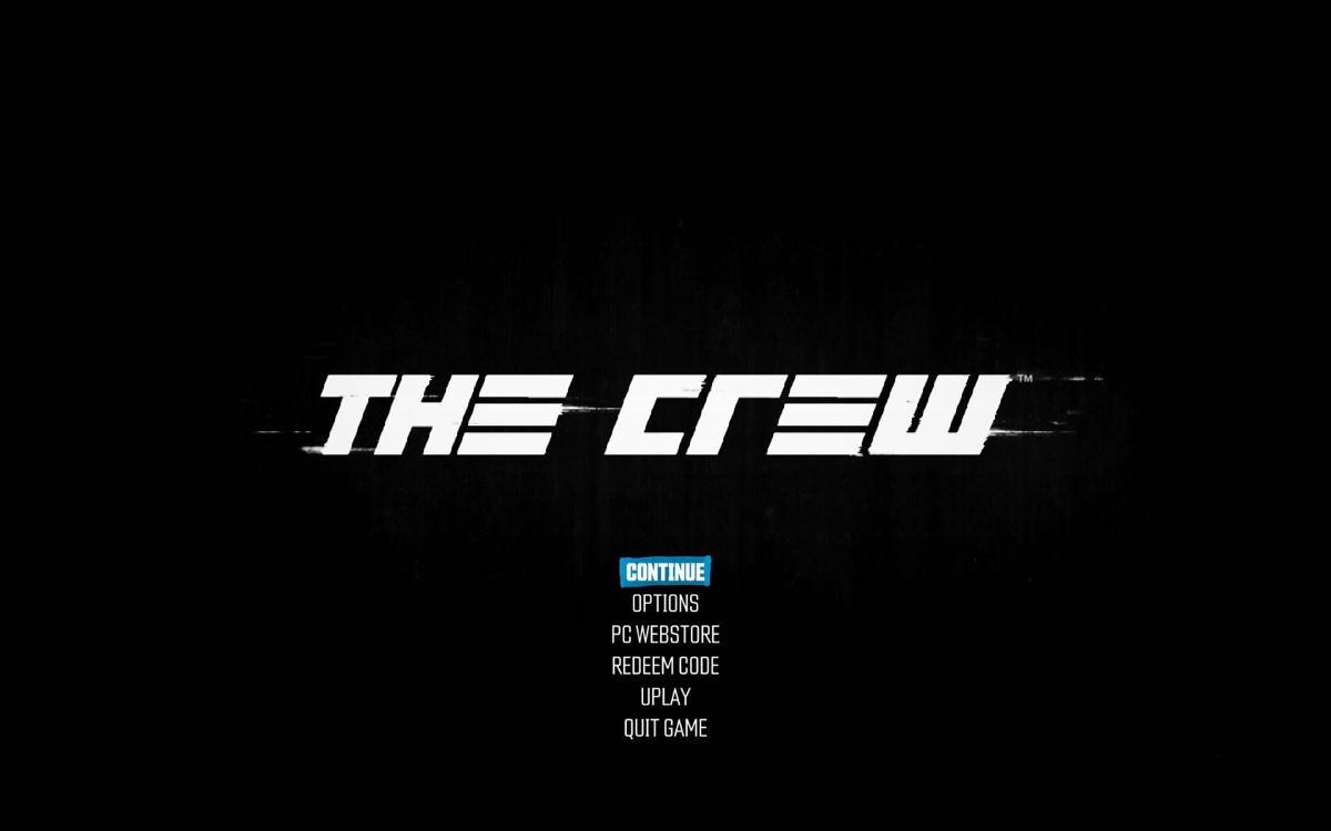 The Crew (Windows) screenshot: Title screen and main menu