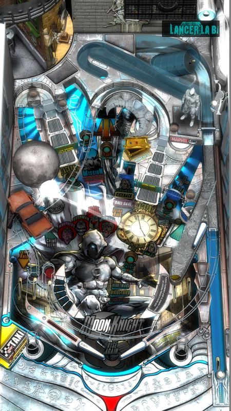 Marvel Pinball: Vengeance and Virtue (Windows) screenshot: <i>Moon Knight</i> - Full table view (Portrait Mode, view 2)