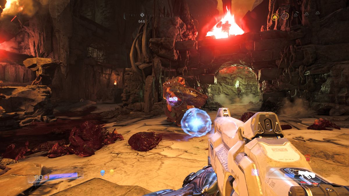 Doom (PlayStation 4) screenshot: Enemies in Hell are bigger and more ferocious than those on Mars