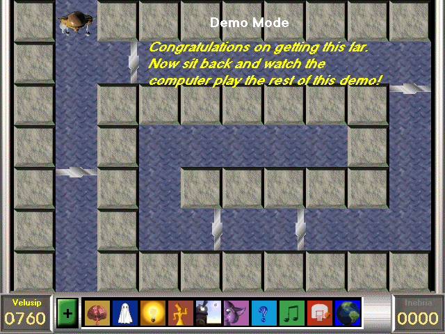 Mind Grind (Windows 16-bit) screenshot: The Maze of the Mind After a certain point the demo version of the game says 'Enough' and takes over moving the player from the Pillars of Wisdom challenge to here