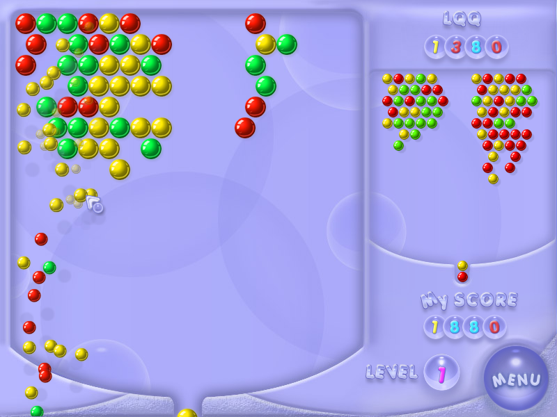 Bubble Shooter (Windows) screenshot: Multiplayer: watch how another online player progresses on the right.