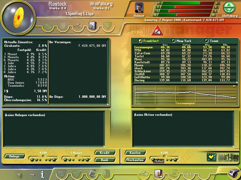 Kicker Fussballmanager 2 (Windows) screenshot: finances menu