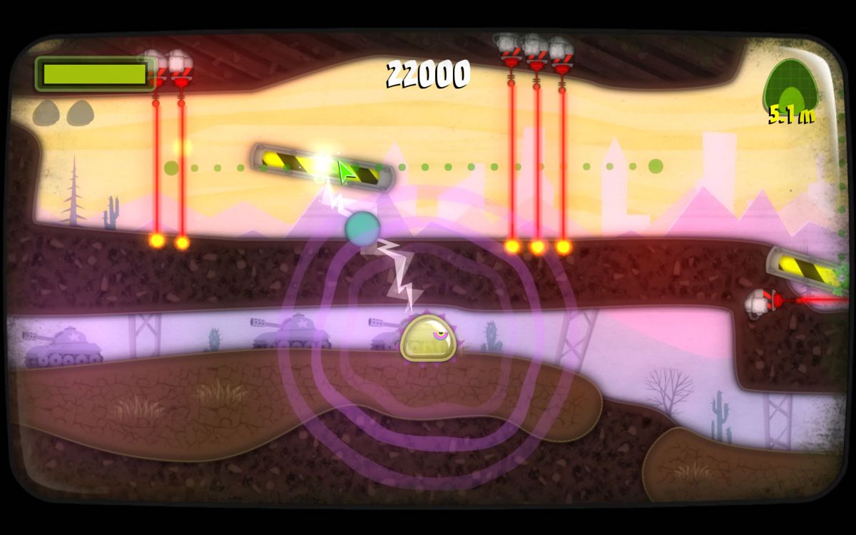 Tales from Space: Mutant Blobs Attack (Windows) screenshot: Guide the ball past the lasers.