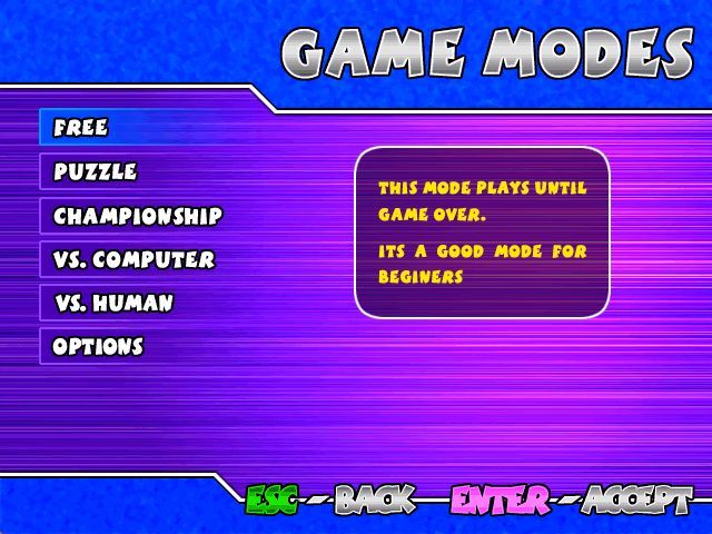Drop and Blow (Windows) screenshot: The game's main menu
