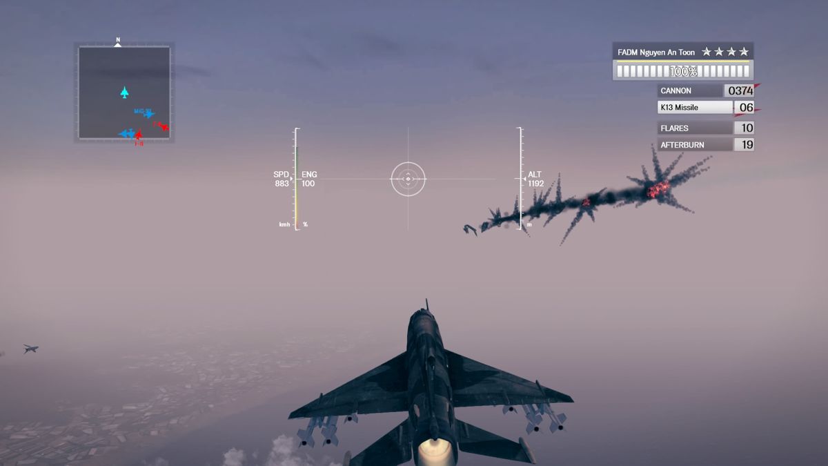 Air Conflicts: Vietnam - Ultimate Edition (PlayStation 4) screenshot: Taking out US fighters with Mig-21.