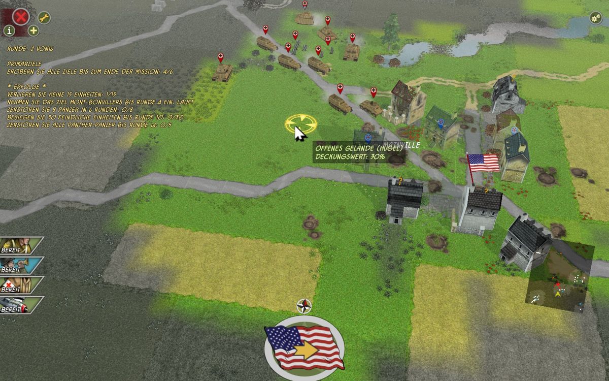 Battle Academy: Fortress Metz (Windows) screenshot: first mission - defend this village