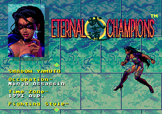 Eternal Champions (Genesis) screenshot: Shadow's biography