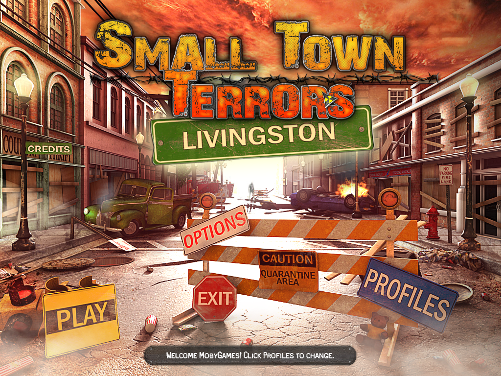 Small Town Terrors: Livingston (Windows) screenshot: Title and main menu
