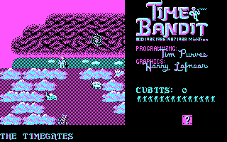Time Bandit (DOS) screenshot: Choose your destination on the world map. (CGA)
