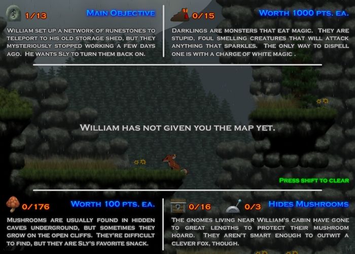 William and Sly (Browser) screenshot: Status screen