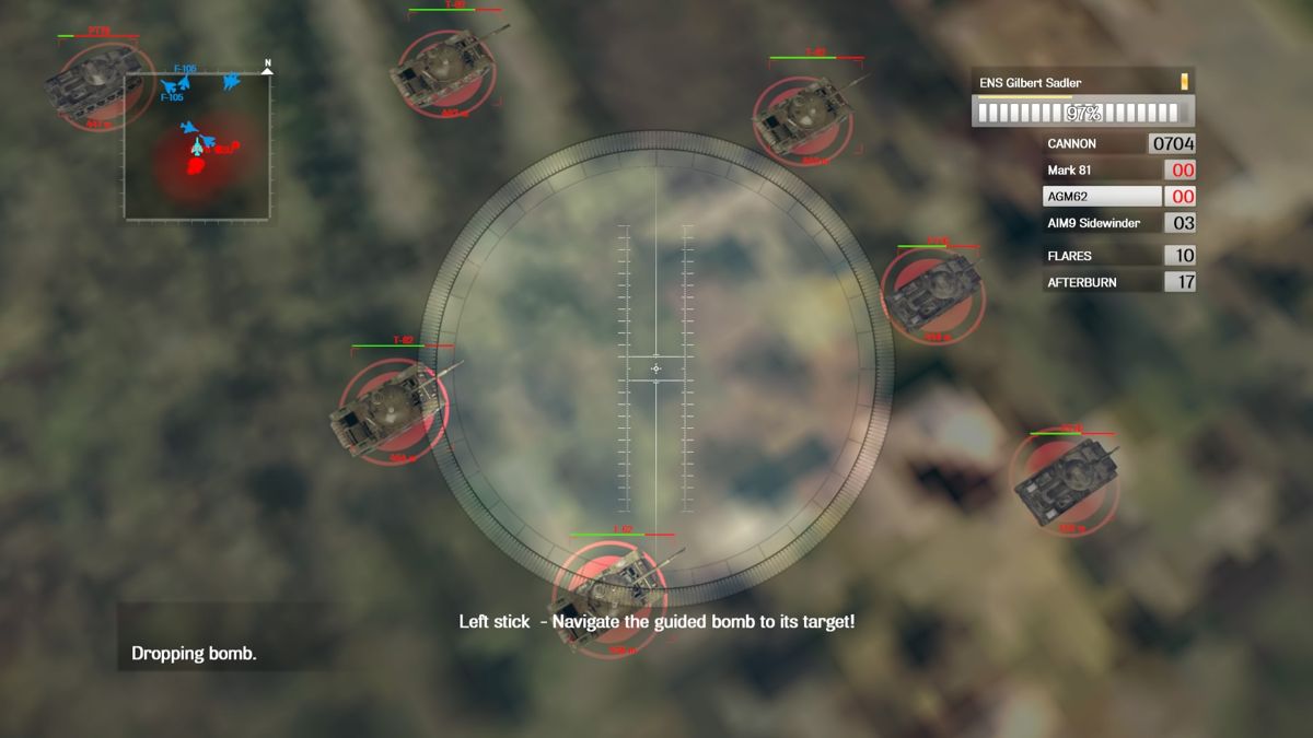 Air Conflicts: Vietnam - Ultimate Edition (PlayStation 4) screenshot: Bombing enemy tanks.