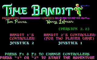Time Bandit (DOS) screenshot: The title screen. (EGA)