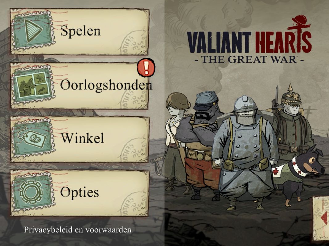 Valiant Hearts: The Great War (iPad) screenshot: Main menu