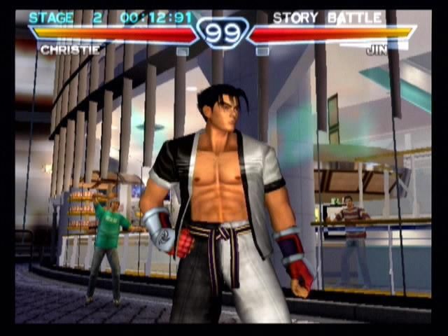 Tekken 4 (PlayStation 2) screenshot: Christie VS Jin