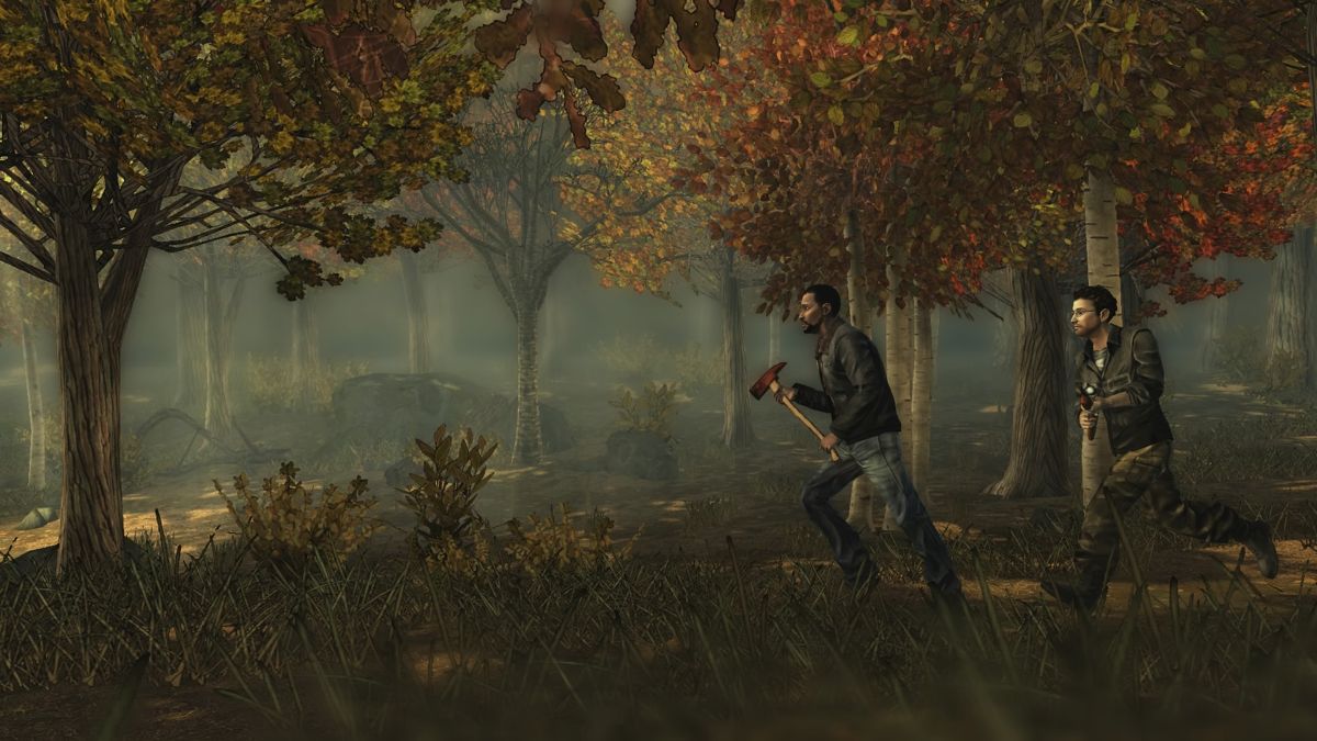 The Walking Dead: The Complete First Season Plus 400 Days (PlayStation 4) screenshot: Episode 2 - Running towards the cries for help