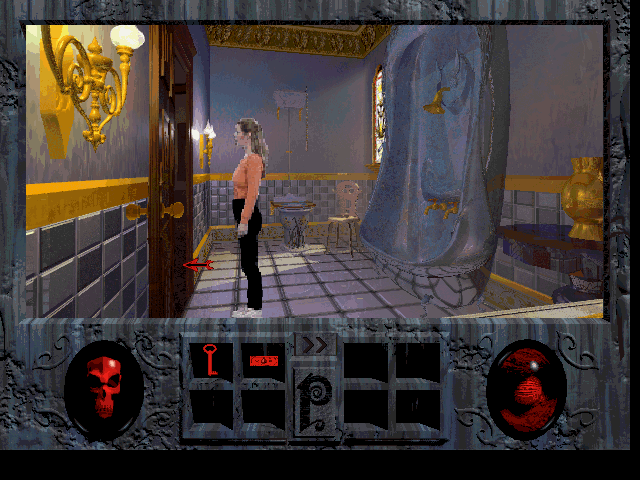 Roberta Williams' Phantasmagoria (DOS) screenshot: The bathroom is tacky - like most of the rooms in this mansion