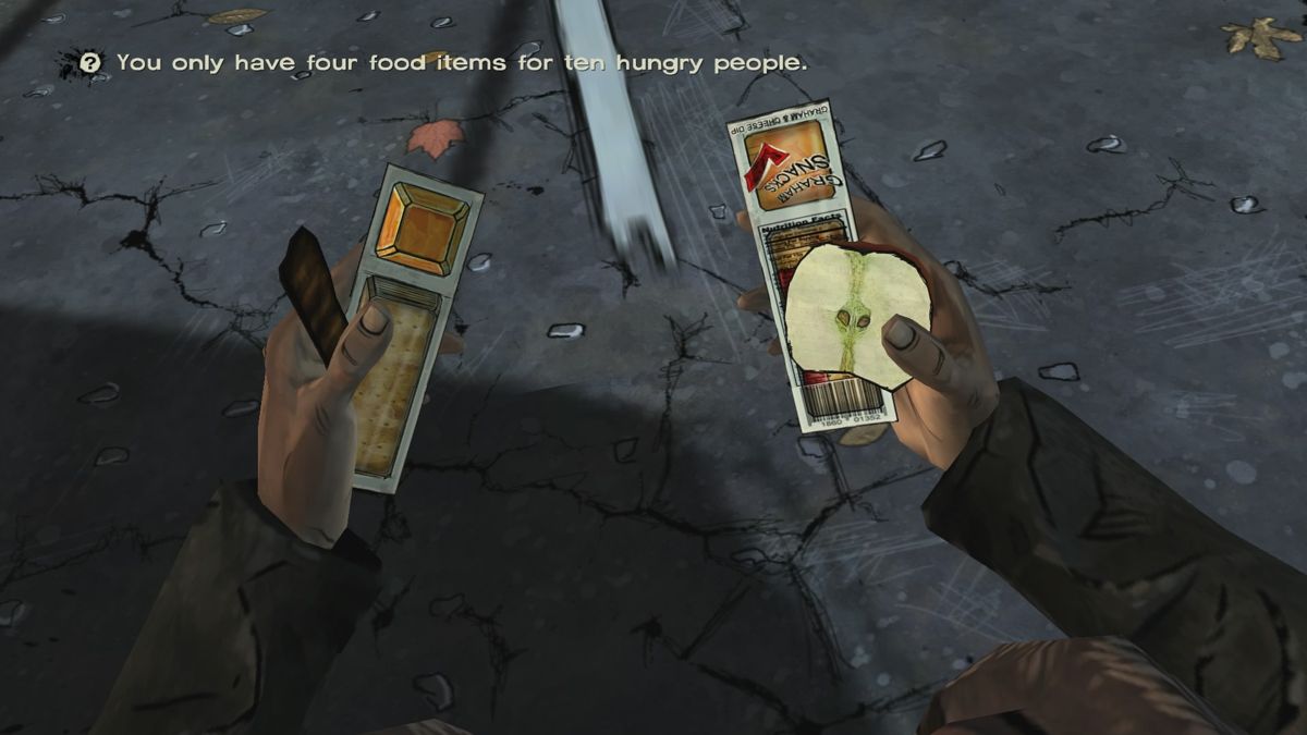 The Walking Dead: The Complete First Season Plus 400 Days (PlayStation 4) screenshot: Episode 2 - Rationing food