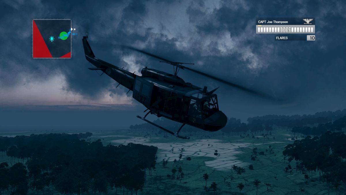 Air Conflicts: Vietnam - Ultimate Edition (PlayStation 4) screenshot: Night mission.
