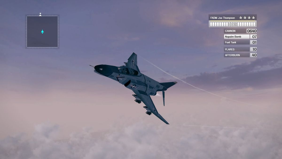 Air Conflicts: Vietnam - Ultimate Edition (PlayStation 4) screenshot: When using booster your plane will leave a slight trail through the air.