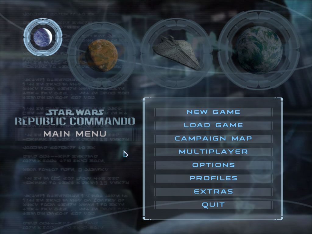 Star Wars: Republic Commando (Windows) screenshot: Main menu