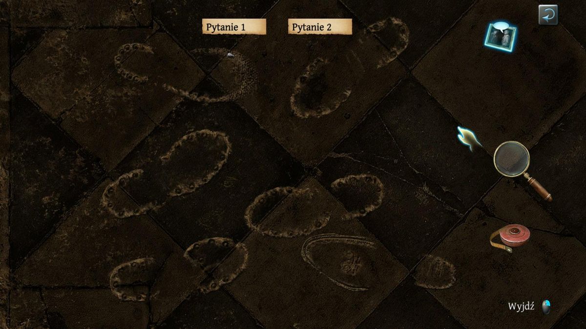 The Testament of Sherlock Holmes (Windows) screenshot: Examining the footprints
