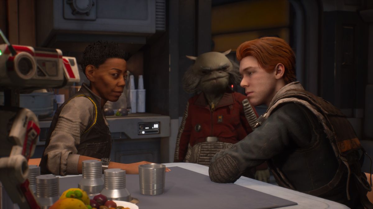 Star Wars: Jedi - Fallen Order (PlayStation 4) screenshot: Cal talking to the rest of his team