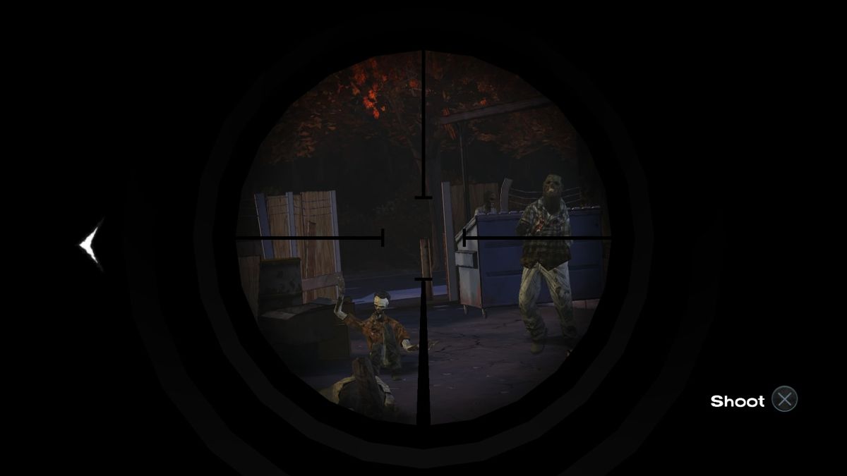 The Walking Dead: The Complete First Season Plus 400 Days (PlayStation 4) screenshot: Episode 3 - Sniping at the approaching zombies