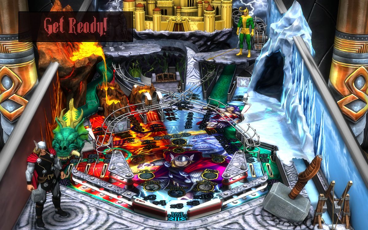Marvel Pinball: Vengeance and Virtue (Windows) screenshot: <i>Thor</i> - Full table view