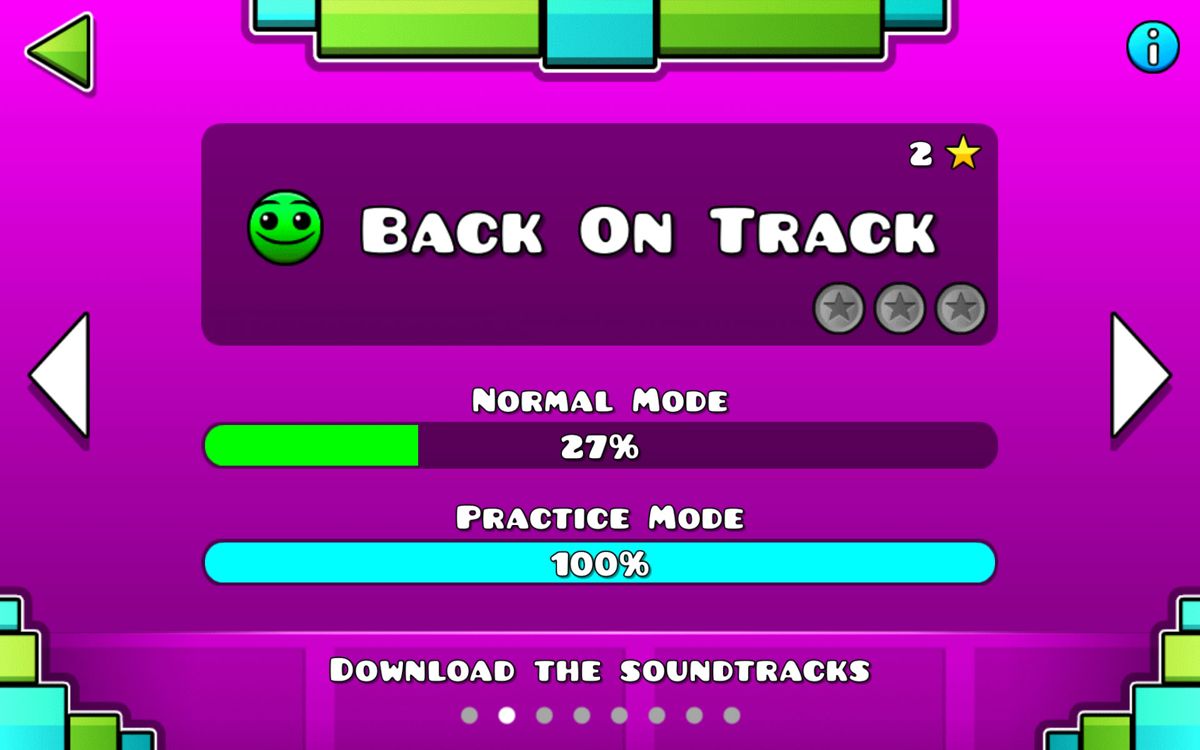 Geometry Dash (Android) screenshot: Level selection screen