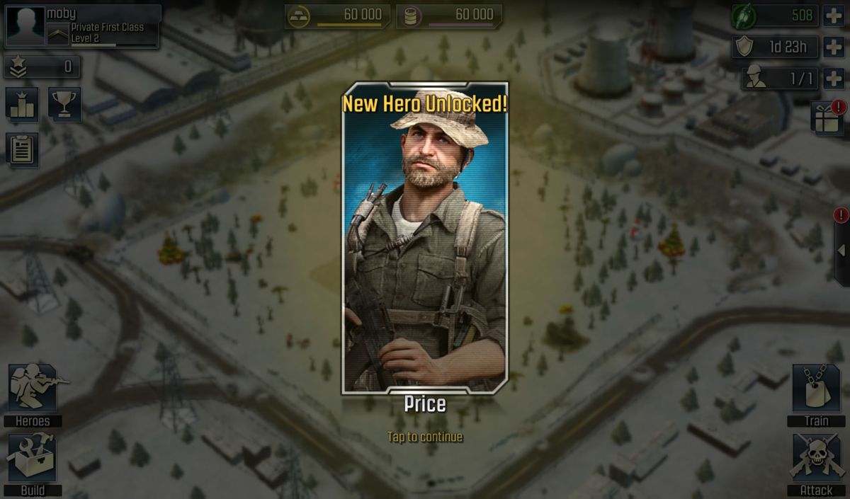 Call of Duty: Heroes (Android) screenshot: A new hero has been unlocked.