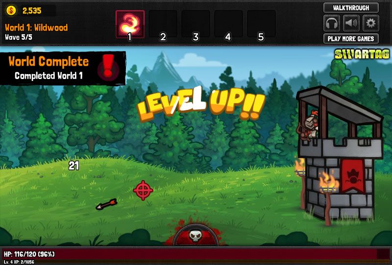 Sentry Knight (Browser) screenshot: Level up