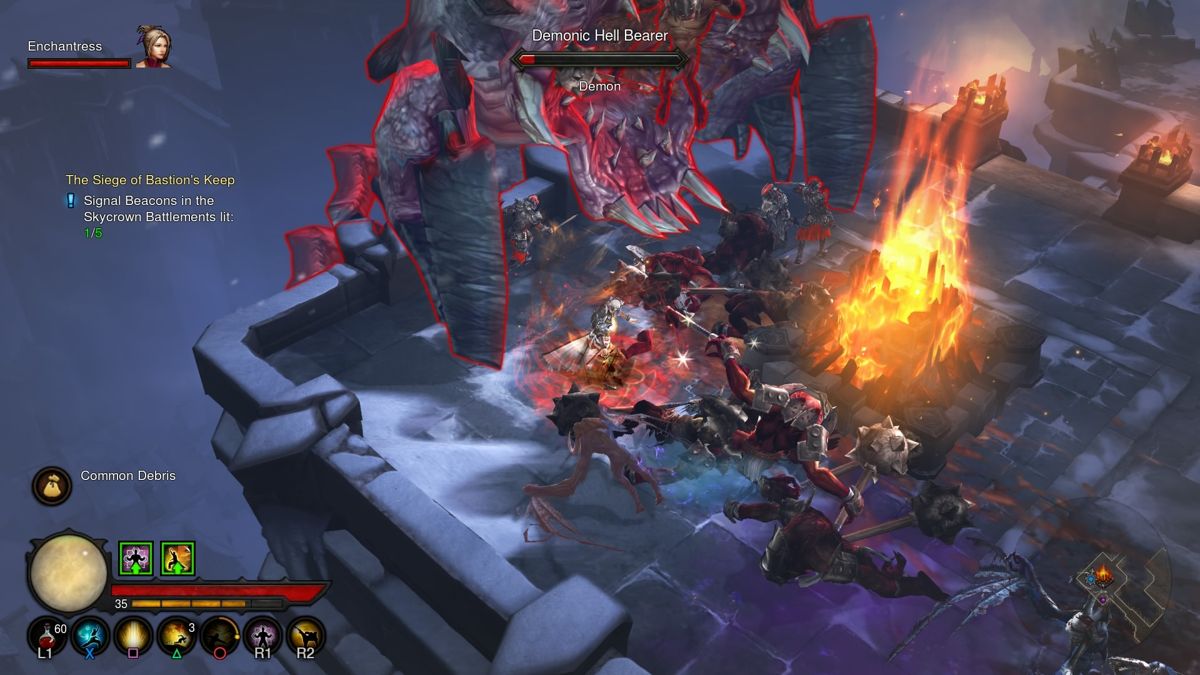 Diablo III: Reaper of Souls - Ultimate Evil Edition (PlayStation 4) screenshot: Diablo III - Azmodan's forces are attacking the Bastion's Keep