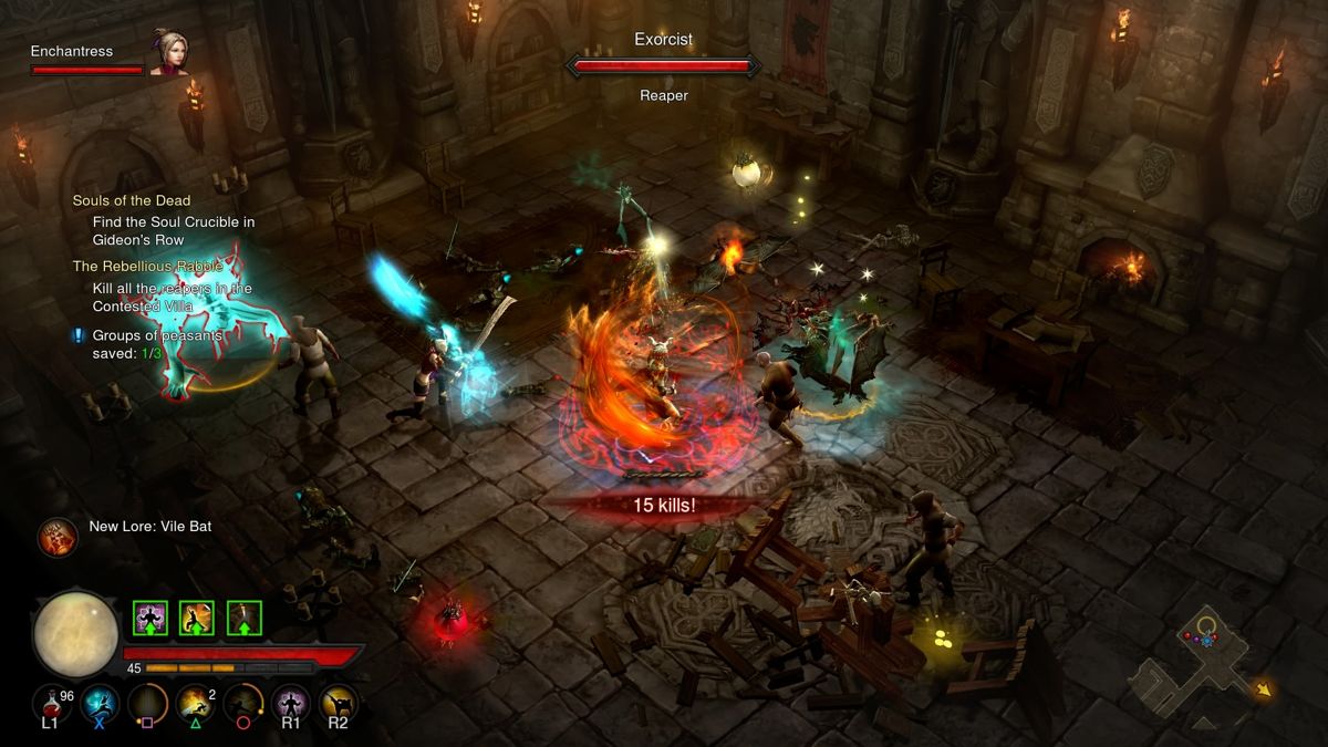 Diablo III: Reaper of Souls - Ultimate Evil Edition (PlayStation 4) screenshot: Reaper of Souls - Check out various houses to save their residents before it's too late