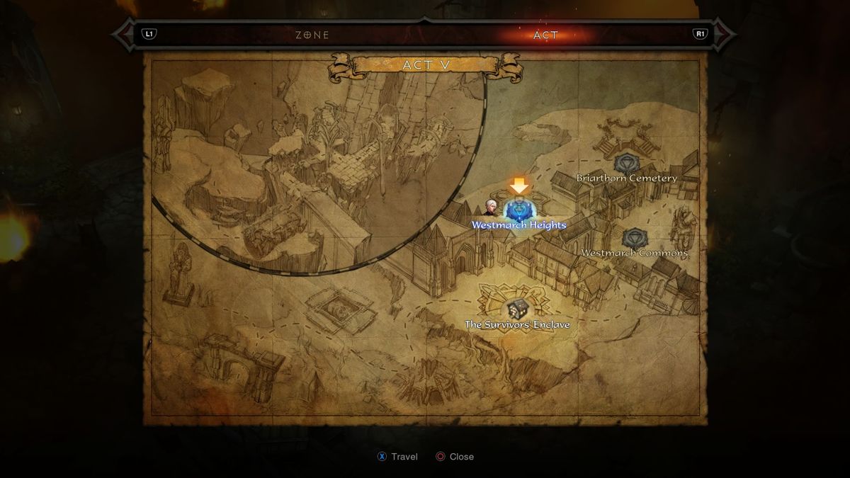 Diablo III: Reaper of Souls - Ultimate Evil Edition (PlayStation 4) screenshot: Reaper of Souls - Area map