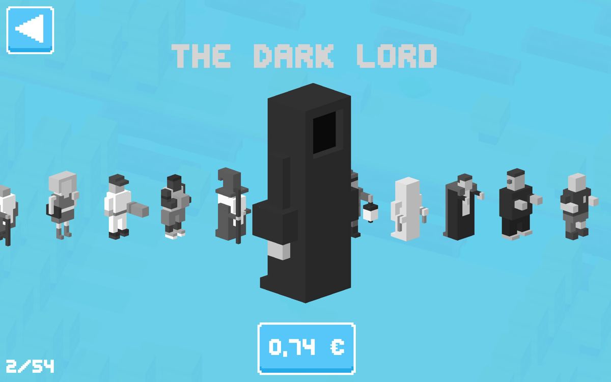 Crossy Road (Android) screenshot: Character selection screen
